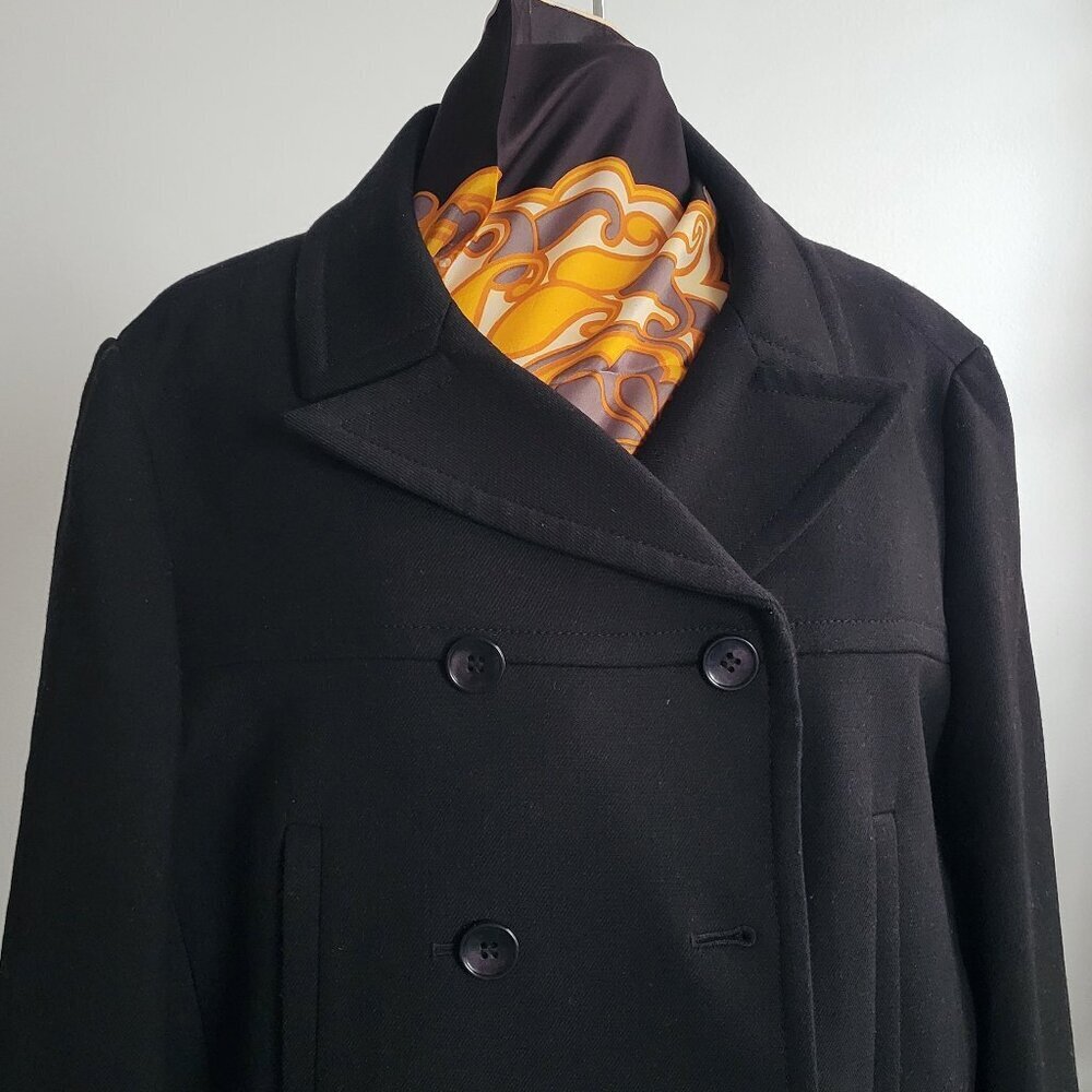 ANN TAYLOR BLACK DOUBLE BREAST WOOL JACKET/COAT (Size: Large)